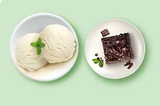 Chocolate Brownie + Vanilla Ice Cream