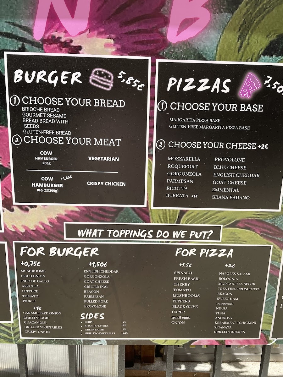 Plan B gluten-free menu