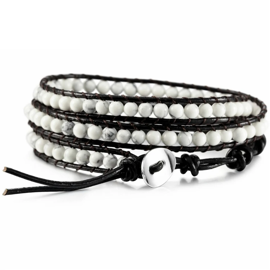 Bracelet en cordon de cuir tressé à la main avec 3 cercles, réglable, un accessoire élégant et intemporel, parfait pour toutes les tenues.