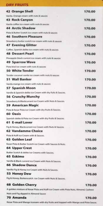 Scoops menu 