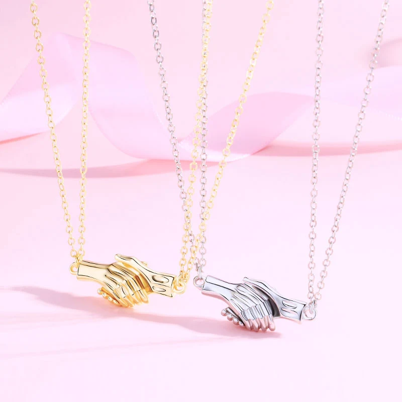 Paar Ketting Palm Magneet Trekt Handdruk Clavicle Ketting Romantisch Cadeau Band Voor Altijd Uniek Design