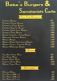 Baba Burgers And Sandwich Cafe menu 1