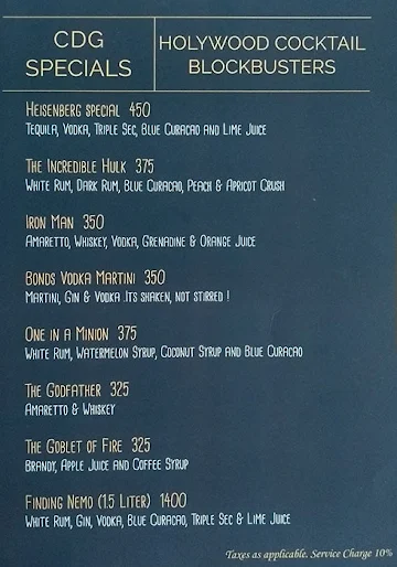 Carnival de Goa menu 