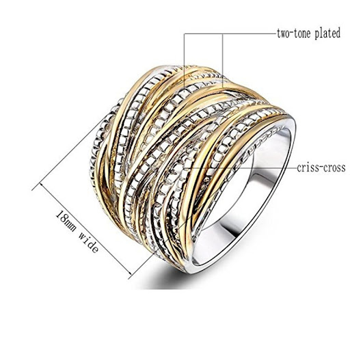 Title 5, Retro Double Gold Textured Mens and Womens Ri...