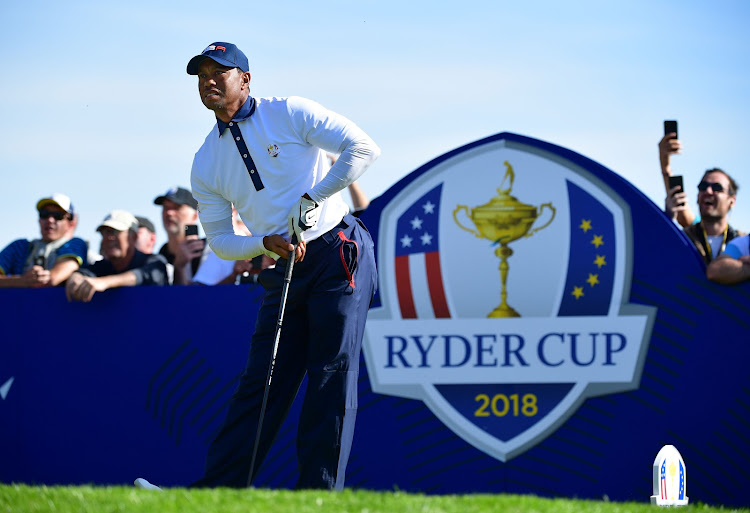 In this file picture, Tiger Woods of the United States tees off during the 2018 Ryder Cup