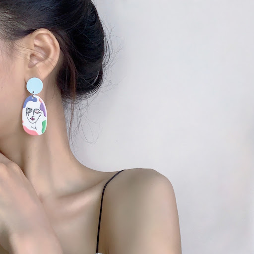 Title 2, Artistic Abstract Face Earrings, Cute and Grace...