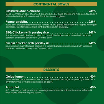 Kothrud Bowl Company menu 