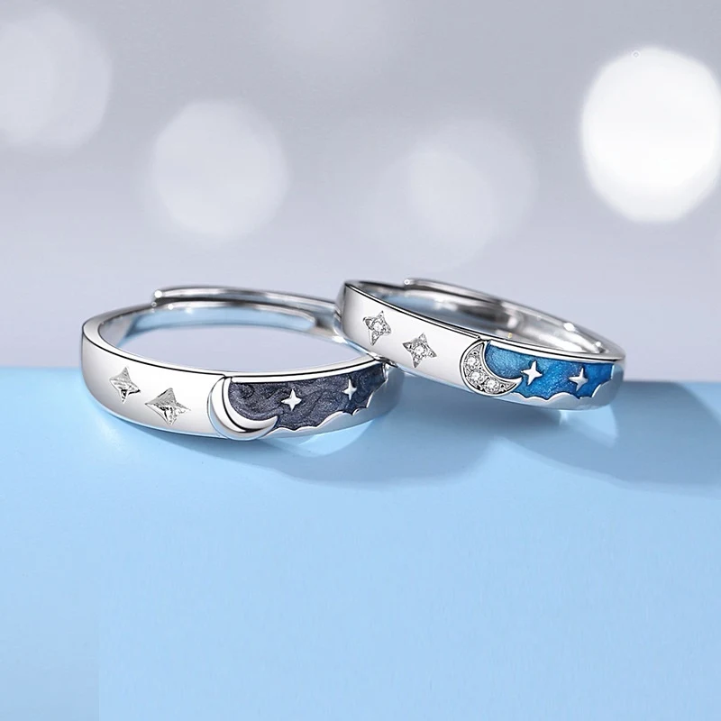 Title 2, Bague de couple simple et polyvalente en argent...