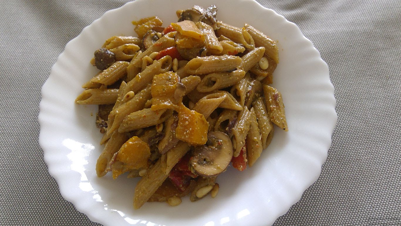 Pasta pesto met champignons (Le petit requin)