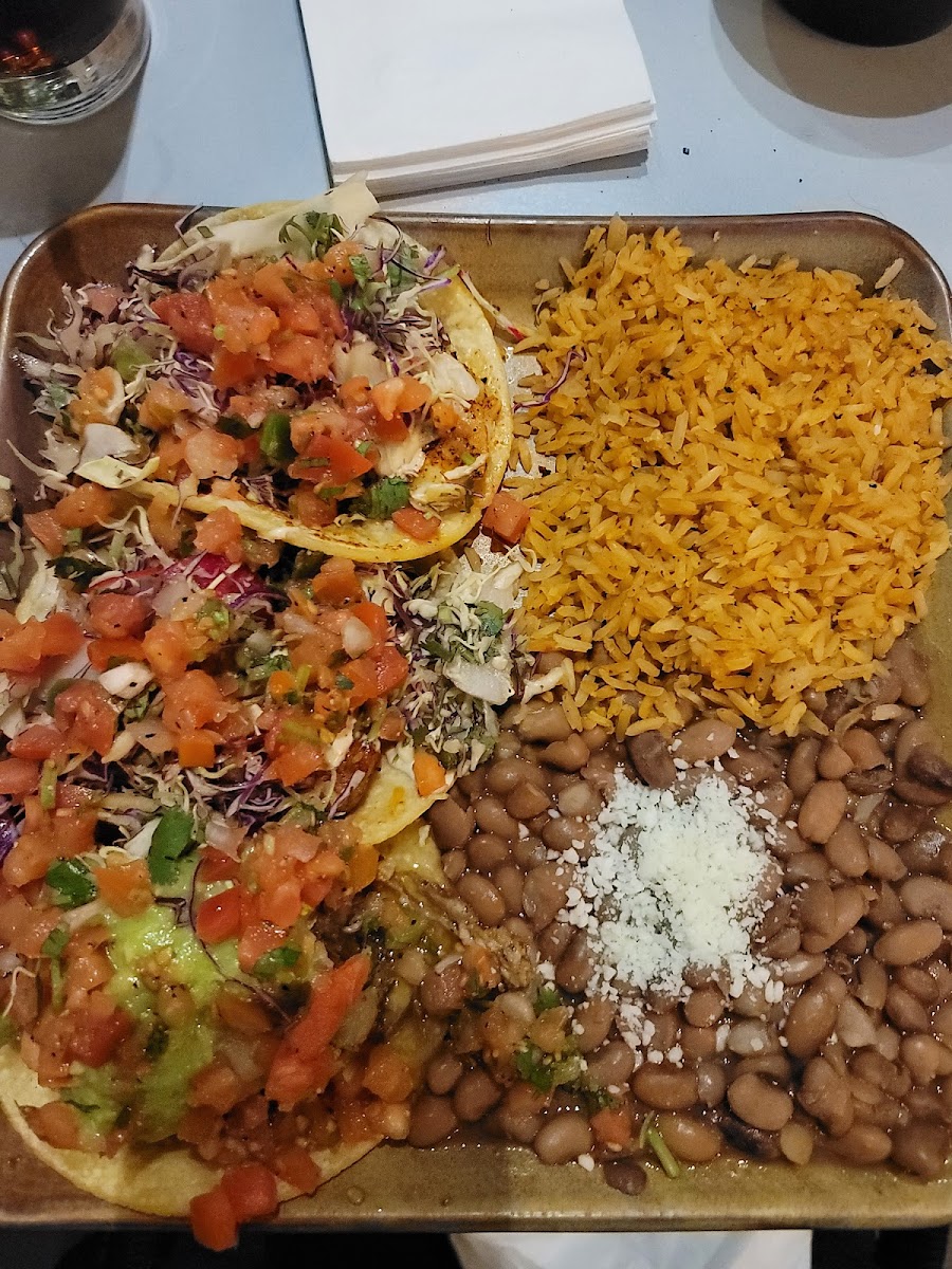 Tacos with rice & beans