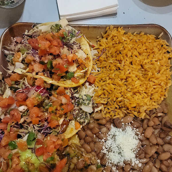 Tacos with rice & beans