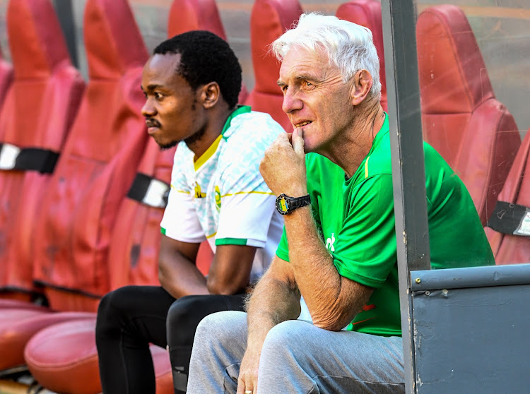 Bafana Bafana attacker Percy Tau and coach Hugo Broos. Picture: SYDNEY SESHIBEDI/GALLO IMAGES