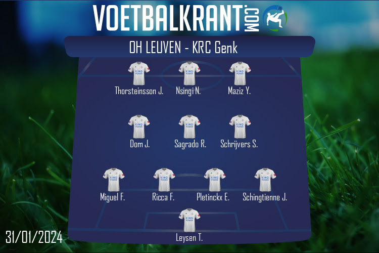 Opstelling OH Leuven | OH Leuven - KRC Genk (31/01/2024)