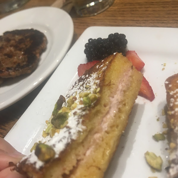 Pistachio raspberry cream French toast