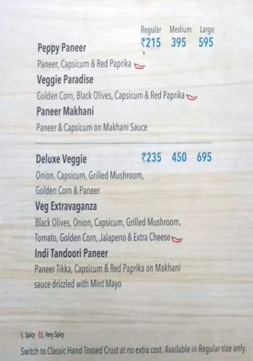Domino's Pizza menu 