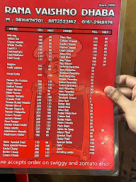 Parveen Vaishno Dhaba menu 1