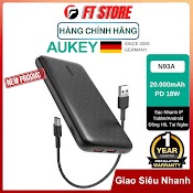 [Giao Hỏa Tốc] Sạc Dự Phòng Aukey Pb - N93A 20000Mah Cổng Usb - C Sạc Nhanh Pd3.0 18W + Usb - A Qc 3.0 18W Bh12Th