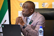 SA Under-23 coach David Notoane during a South African Olympic soccer team media briefing at Safa House in Johannesburg on June 03, 2021.