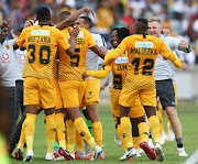 Kaizer Chiefs celebrate their goal during the Telkom Knockout quarter final match against SuperSport United at Moses Mabhida Stadium in Durban on November 04, 2018. 
