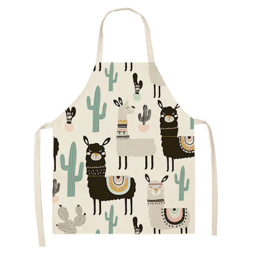Title 12, Alpaca Cartoon Cotton Linen Apron, Sleeveless, ...