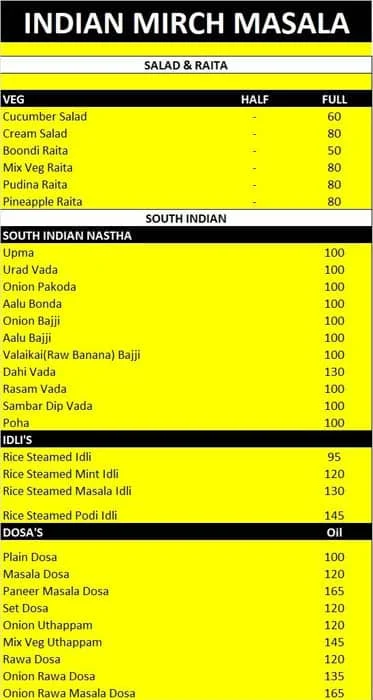 Murthal Parathawala menu 