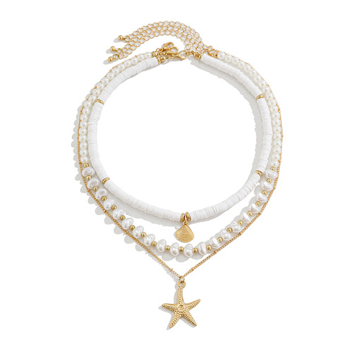 Title 5, Starfish Pearl Necklace for Women, Niche Alloy,...