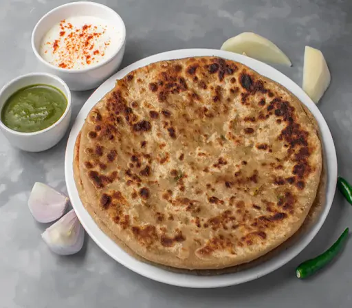 Onion Cheese Paratha + Green Chutney