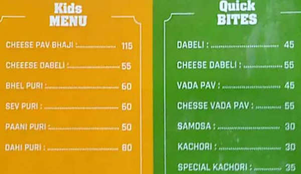 Chaatimes menu 