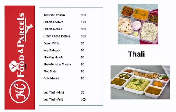 Kc Foods & Parcels menu 