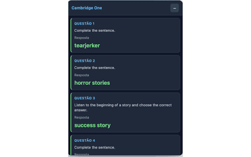 Cambridge One Activity Panel screenshot 1