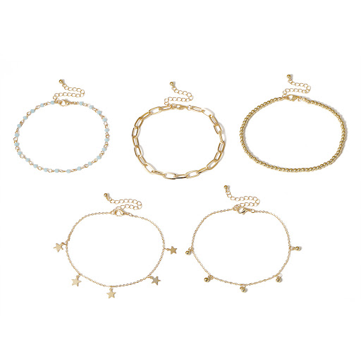 Title 7, Womens fashion anklet with multiple layers, st...