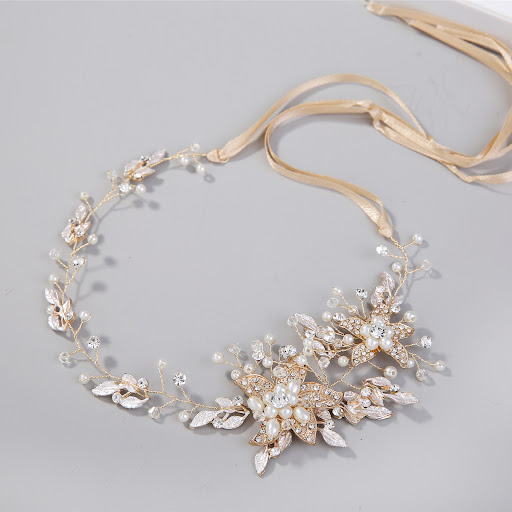 Title 6, Handmade gold and silver rhinestone alloy headd...