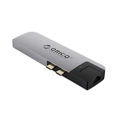 Bộ chia/ Hub Type C sang USB 3.0/USB 2.0/SD/TF/HDMI/RJ45/Type-C/Type-C (Thunderbolt3) ORICO 2CT-8HR-GY (Xám)