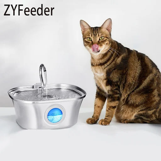 3.2L108oz Stainless Steel Cat Fountain Automatic Pet Water Feeder Smart Cat and Dog Water Dispenser Drinker Filtered Wat