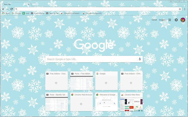 FreeAddon.com - Winter Snow Flakes Theme chrome extension