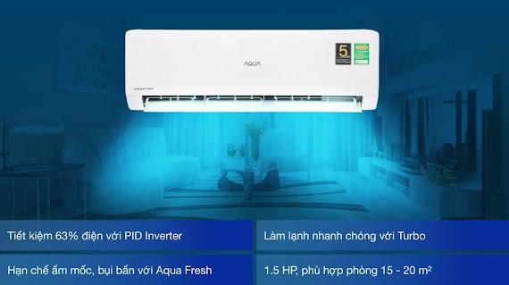 Máy Lạnh Aqua Inverter 1.5 Hp Aqa - Kcrv13Wnma Hàng Chính Hãng