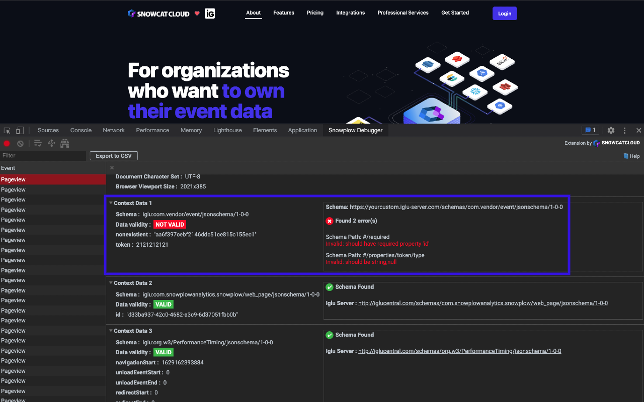 Snowplow Analytics Debugger Preview image 4
