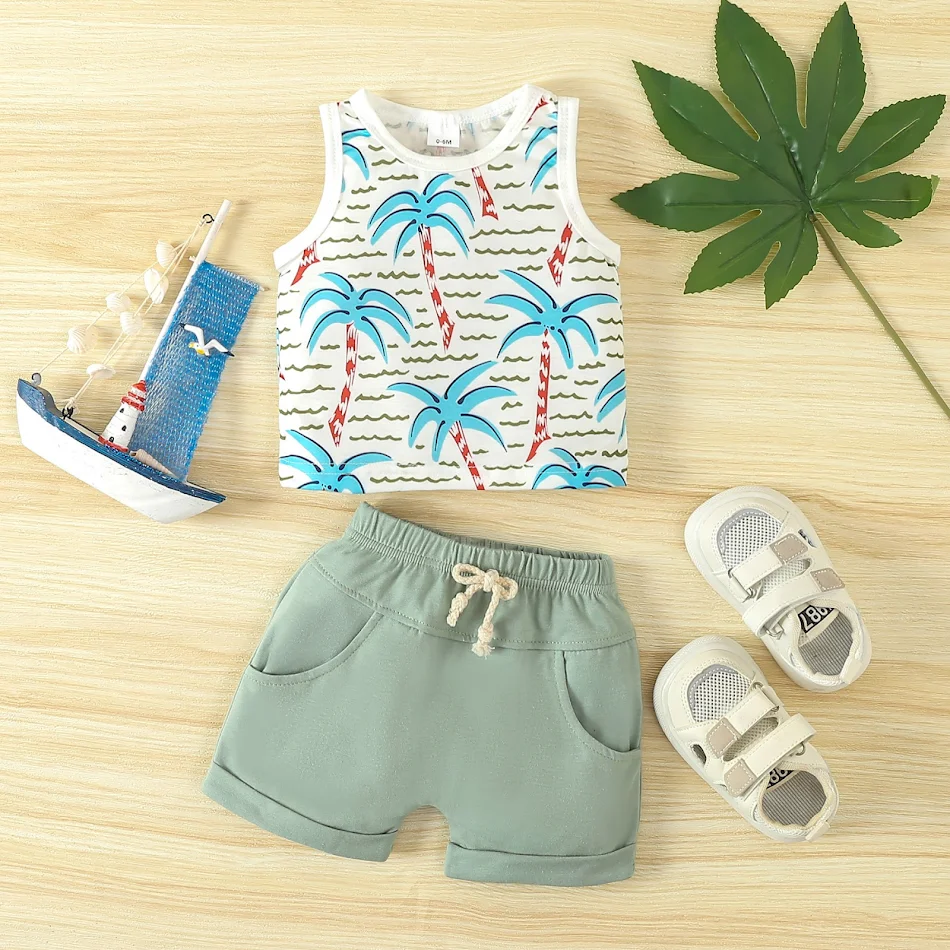 Spring Leisure Printed Vest Shorts Set. Enjoy comfort and style this spring. Perfect for leisure activities and sunny da
