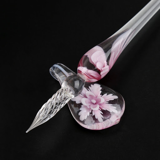 Title 2, Elegant Crystal Flower Glass Dip Pen Set