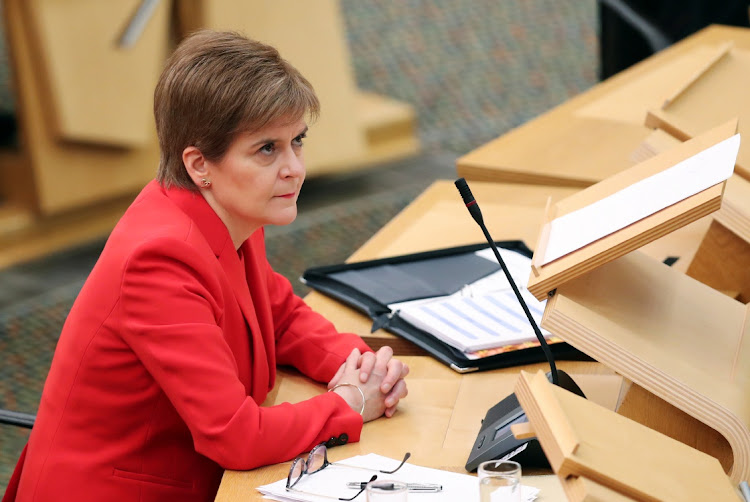 Scottish first minister Nicola Sturgeon looks on at the parliament, as the spread of Covid-19 continues, in Edinburgh, Scotland, Britain, on December 22 2020.