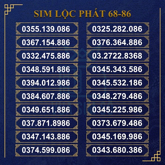 Sim Số Đẹp Lộc Phát Viettel 68 - 86 List 2, Giá Cực Rẻ, Hỗ Trợ Đăng Ký Chính Chủ