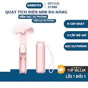 Quạt Mini Cầm Tay Đeo Cổ, Quạt Tích Điện Pin Khủng , Quạt Cute Tích Hợp Sạc Dự Phòng, Gập Gọn Bỏ Túi 3 Tốc Độ Gió Qmn08