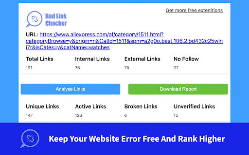 website broken link and 404 error checker
