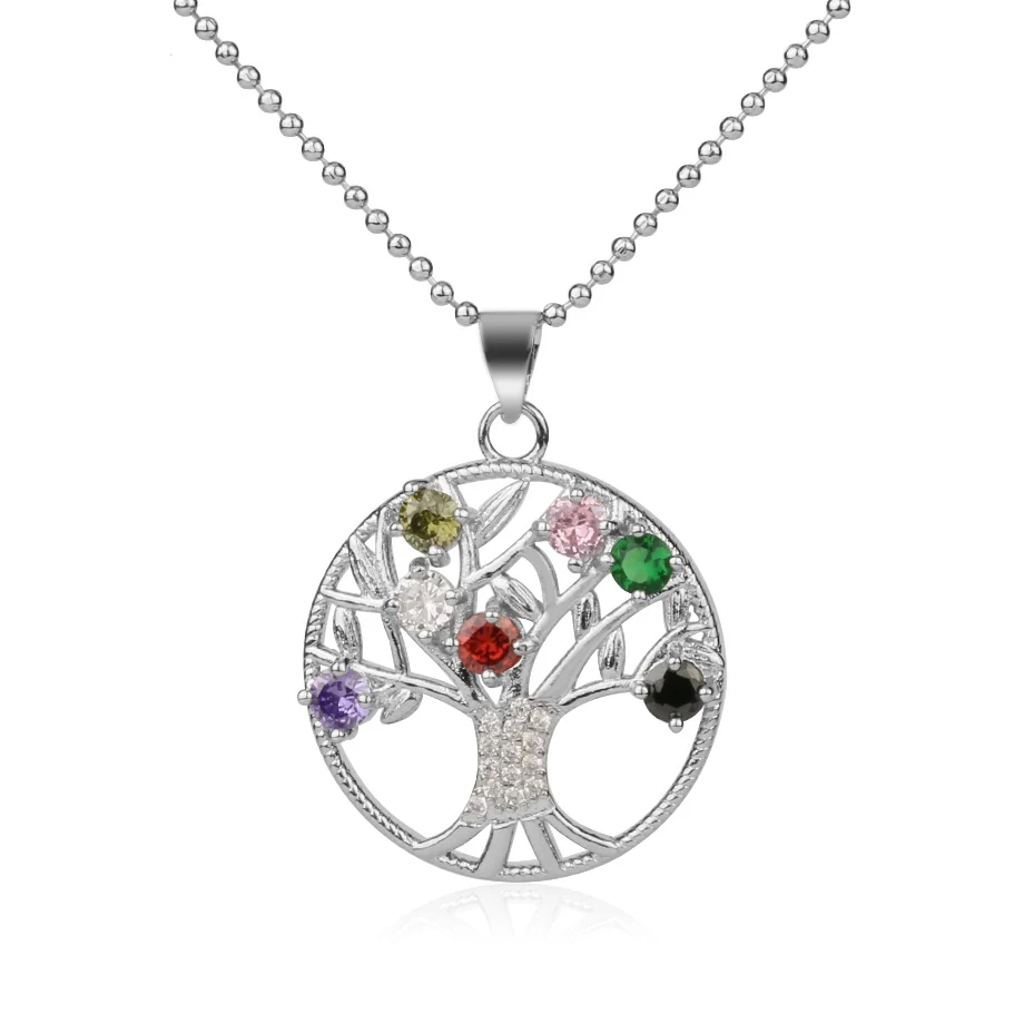 Chakra Zirkon Lebensbaum Anhänger für Harmonie und Schutz. Fördert Ausgeglichenheit, spirituelles Wachstum und positive Energie.