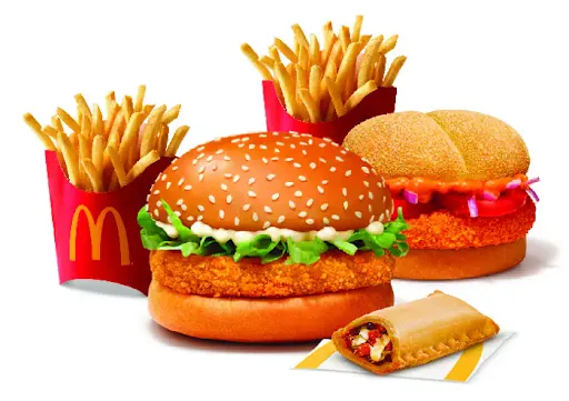 McVeggie Burger + 2 Fries (M) + McAloo Tikki+ Veg Pizza McPuff