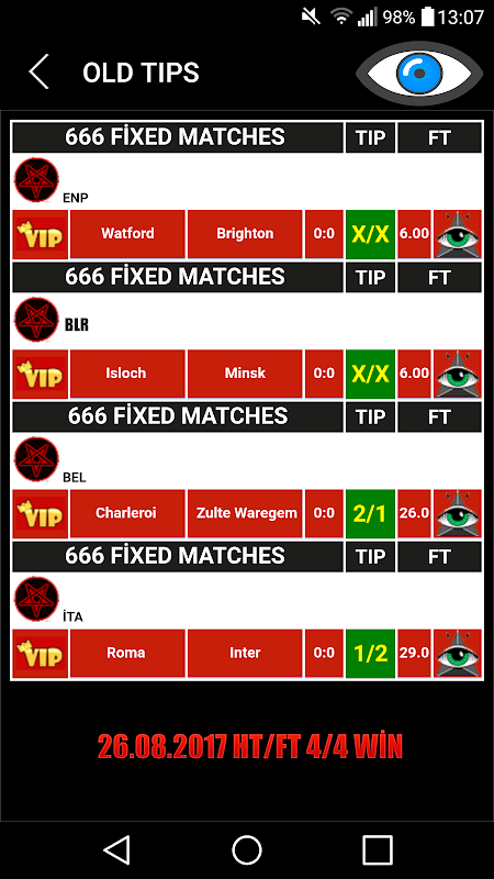x fixed matches