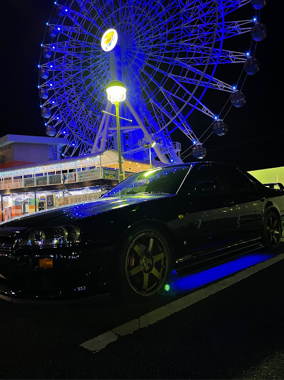 スカイラインの清水ドリームプラザ・夜景と愛車・観覧車をバックに・イルミネーション・映えスポットに関するカスタム事例の投稿画像1枚目