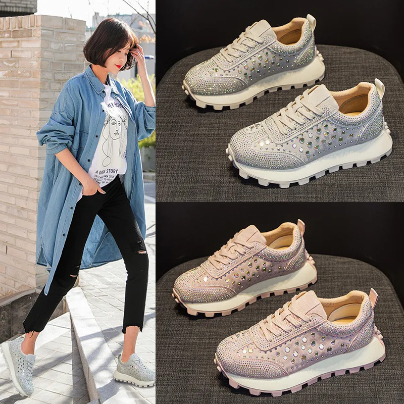 Ženske Platform Rhinestone Kožne Cortez patike. Unapredite svoj stil ovim patikama. Udobnost, sjaj i moderan dizajn za blistav izgled.