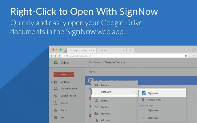 SignNow for Google Drive chrome extension