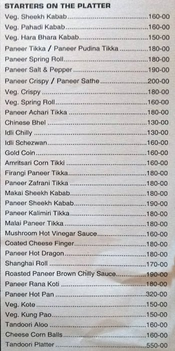 Hotel Prashant menu 